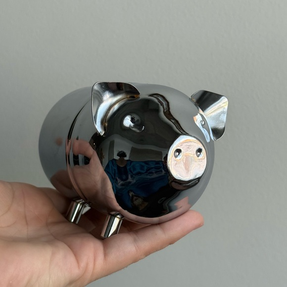 Other - Pig Piggy Bank Metal Made in Hong Kong Minimalist Vintage Decor MCM